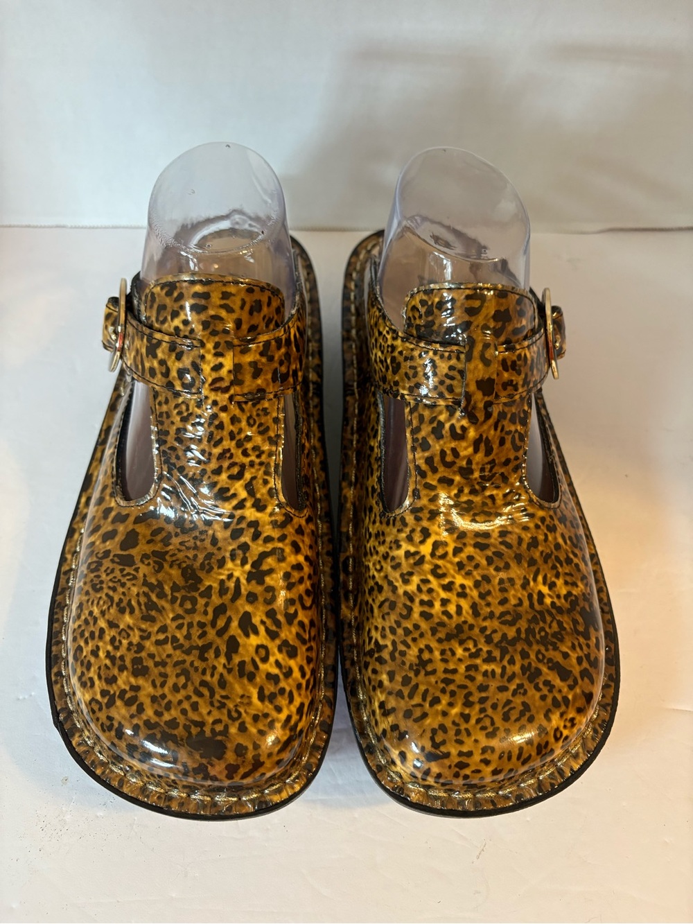 Alegria Brown & Black Leopard Print Classic Leather Slip-on Clogs Size 40/9